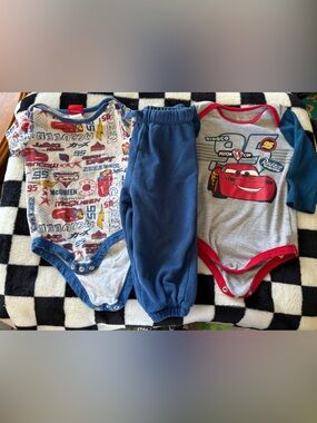 6/12 month Disney cars lightening McQueen outfit with two shirts